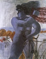 Alecos Fassianos, Cyclist by the fence, 1989, acrylic