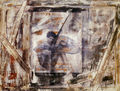 Άσπα Στασινοπούλου, Χωρίς τίτλο, 1986, μικτή τεχνική σε ξύλο, 160 x 220 εκ.