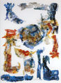 Χρύσα Ρωμανού, Χάρτης-Λαβύρινθος, 1987, ντεκολάζ σε πλεξιγκλάς, 200 x 150 εκ.