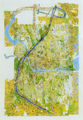 Chryssa Romanos, Prague, Map-Labyrinth, 1997, decollage on plexiglas, 100 x 70 cm