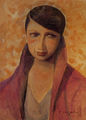 Yannis Migadis, Female portrait, 1982, mixed media, 50 x 35 cm