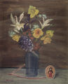 Γιάννης Μιγάδης, Λουλούδια και φωτογραφία, 2004, ακρυλικό σε χαρτόνι, 40 x 35 εκ.