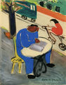 Nelly Andrikopoulou, The bicycle, 1947, tempera on paper, 31.2 x 24.4 cm