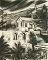 Markos Kampanis, Skete of St. Andrew, 1999, charcoal and pastel on paper, 49 x 39 cm