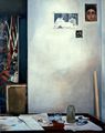 Markos Kampanis, The studio with Uccello, 1977, oil on canvas, 114 x 89 cm