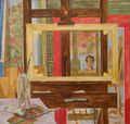 Μάρκος Καμπάνης, Στο εργαστήριο, 1982, ακρυλικό σε ξύλο, 60 x 60 εκ.
