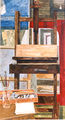 Μάρκος Καμπάνης, Εργαστήριο, 1982, ακρυλικό σε ξύλο, 60 x 60 εκ.