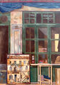 Markos Kampanis, Facade with painting, 1980, oil on canvas, 132 x 96 cm
