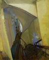 Μαρία Φιλοπούλου, Δαίδαλος, 1988, λάδι σε καμβά, 100 x 80 εκ.