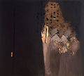 Σπυριδούλα Πολίτη, Βουνό, 1989, ξύλο, χαρτί, ακρυλικό σε καμβά, 160 x 180 εκ.