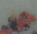 Maria Giannakaki, Red Composition, 2005, mixed media on silk, 50 x 60 cm