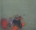 Maria Giannakaki, Red Composition, 2005, mixed media on silk, 50 x 60 cm