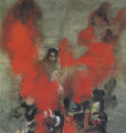 Maria Giannakaki, On the boat, 2005, mixed media on silk, 80 x 80 cm