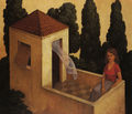 Nikos Angelidis, The courtyard of memories, 1990, oil on canvas, 85 x 110 cm