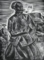 Dimitris Galanis, Man in uniform with pipe, 1914-17 (?), woodcut, 12 x 8.7 cm