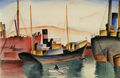 Αγήνωρ Αστεριάδης, Στο λιμάνι του Πειραιώς, 6-4-1927, υδατογραφία, 45 x 49,5 εκ.