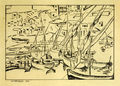 Αγήνωρ Αστεριάδης, Λιμάνι, 1923, σινική μελάνη σε χοντρό χαρτί, 18 x 28,5 εκ.