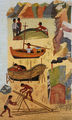 Αγήνωρ Αστεριάδης, Καρνάγιο στη Θάσο, 1973, αβγοτέμπερα σε κοντραπλακέ, 150 x 95 εκ.