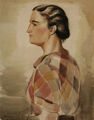 Αγήνωρ Αστεριάδης, Η γυναίκα με την καρό μπλούζα, 1940, υδατογραφία, 60 x 47 εκ.