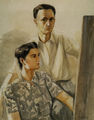 Αγήνωρ Αστεριάδης, Ο ζωγράφος και η γυναίκα του,1943, υδατογραφία, 60 x 47 εκ.