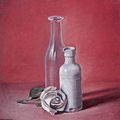 Σαράντης Καραβούζης, Το άσπρο τριαντάφυλλο, 1976, λάδι σε μουσαμά, 50 x 50 εκ.