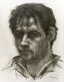 Thanassis Makris, Self-portrait, charcoal on paper, 35 x 25 cm
