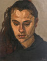 Thanassis Makris, Portrait, 1988, oil on hardboard, 49 x 38 cm