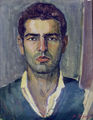 Vassilis Simos, Self portrait, 1953, oil in cardboard, 40 x 31 cm