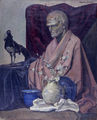 Βασίλης Σίμος, Νεκρή φύση με άγαλμα, 1956, λάδι σε μουσαμά, 100 x 80 εκ.