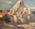 Alexandros Korogiannakis, Mykonos, 1948, oil painting, 55 x 65 cm