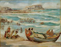 Alexandros Korogiannakis, Alimos-Swimmers, 1945-51, oil painting
