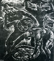 Alexandros Korogiannakis, Fishermen, 1937, woodcut, 17.5 x 15 cm