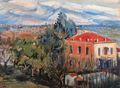 Alexandros Korogiannakis, Holargos D΄, 1961, oil painting, 38 x 48 cm
