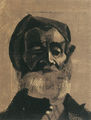 Tonia Nikolaidi, The old man, 1947-48, woodcut, 24.8 x 19.3 cm