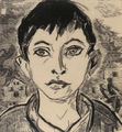 Tonia Nikolaidi, The child, 1948, woodcut, 13 x 12 cm