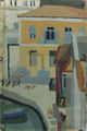 Δημοσθένης Σκουλάκης, Το λιμάνι της Ύδρας, 1960, λάδι σε μουσαμά κολλημένο σε χαρτόνι, 35 x 21 εκ.