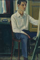 Dimosthenis Skoulakis, Self portrait, 1963, oil on canvas, 75 x 53 cm