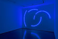 Stephen Antonakos, "Four Blue Incomplete Neon Circles" 1977, Neon, white paint, Wall is 10΄2" x 14΄6", Photography by Etienne Frossard
