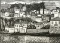 Takis Katsoulidis, Koroni, 1958, woodcut