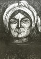 Takis Katsoulidis, Woman from the area of Mani, 1959, woodcut