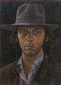 Kyriakos Katzourakis, Self-portrait, 1975, acrylic on canvas, 60 x 40 cm