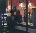 Kyriakos Katzourakis, Evening encounter II, 1987, acrylic on canvas, 140 x 140 cm