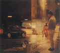 Kyriakos Katzourakis, St. George at night, 1987, acrylic on canvas, 140 x 140 cm