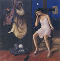 Kyriakos Katzourakis, Katia with carcass, 1987, oil on canvas, 160 x 160 cm