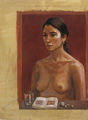Kyriakos Katzourakis, Katia, 1987, oil on canvas, 100 x70 cm