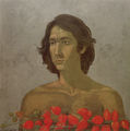 Kyriakos Katzourakis, Self-portrait, 1982, egg tempera on wood, 60 x 60 cm