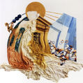 Hermann Blauth, Sofia my Sun, 1988, oil, wood, fabric, 139 x 141 cm