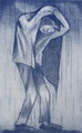 Fotis Mastichiadis, In the rain, 1994, etching, eau forte, aquatinte