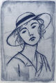 Fotis Mastichiadis, Straw hat, 1988, etching, eau forte