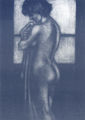 Fotis Mastichiadis, Nude, 1980, lithograph, maniere noire
